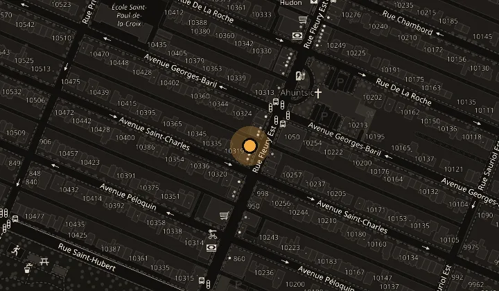 Plan du quartier autour du 1011, rue Fleury Est